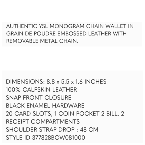 YSL MONOGRAM CHAIN WALLET - Picture 9 of 9